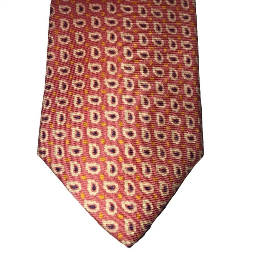 Polo Ralph Lauren peach & blue tiny paisley print tie SPRING